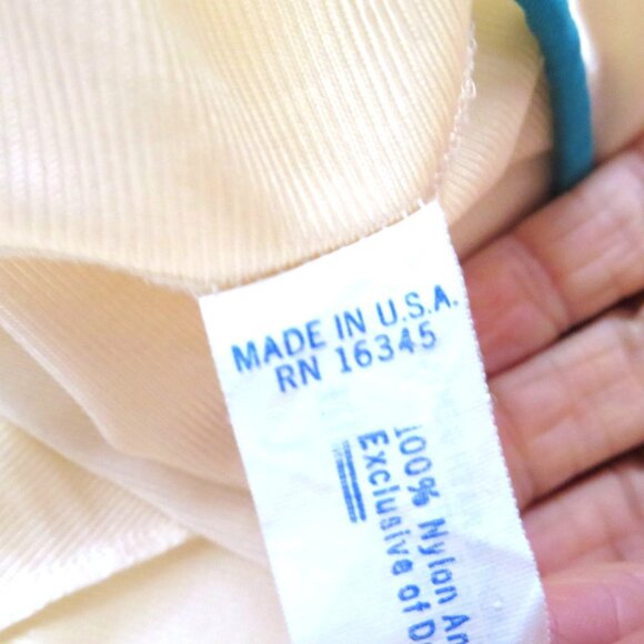 Vintage 70s Peignoir Set Full Length Nylon Nightgown Robe L Embroidery Blue Trim - Picture 11 of 16